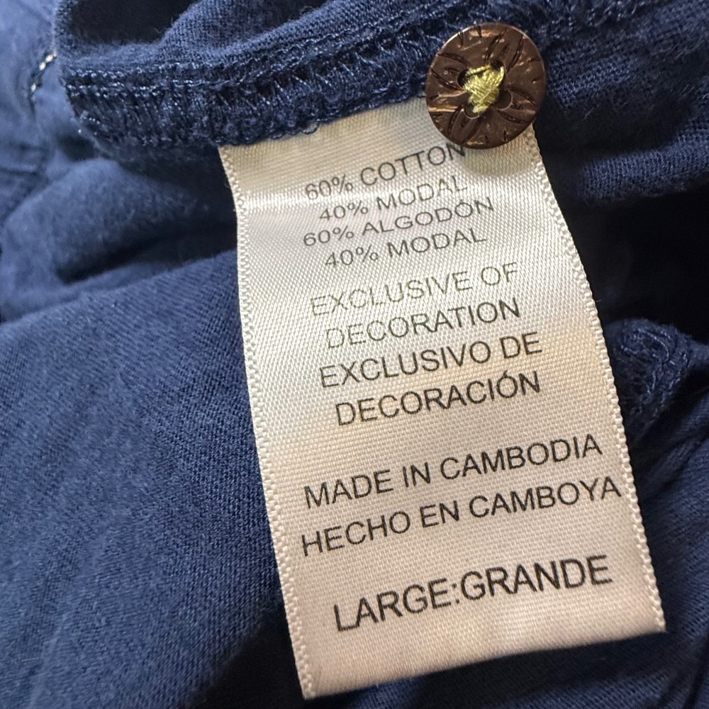 Tommy Bahama Mens Lounge Pants Navy Blue Cotton Modal Blend Large Drawstring EUC - Picture 7 of 8